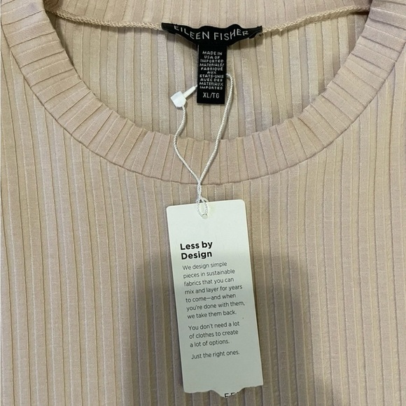 Eileen Fisher Tencel Ribbed Sleeveless Top XL Crew Neck Blush Pink NWT - Picture 5 of 8
